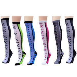 Ladies Cute Colorful Design Knee High Socks 6-Pack